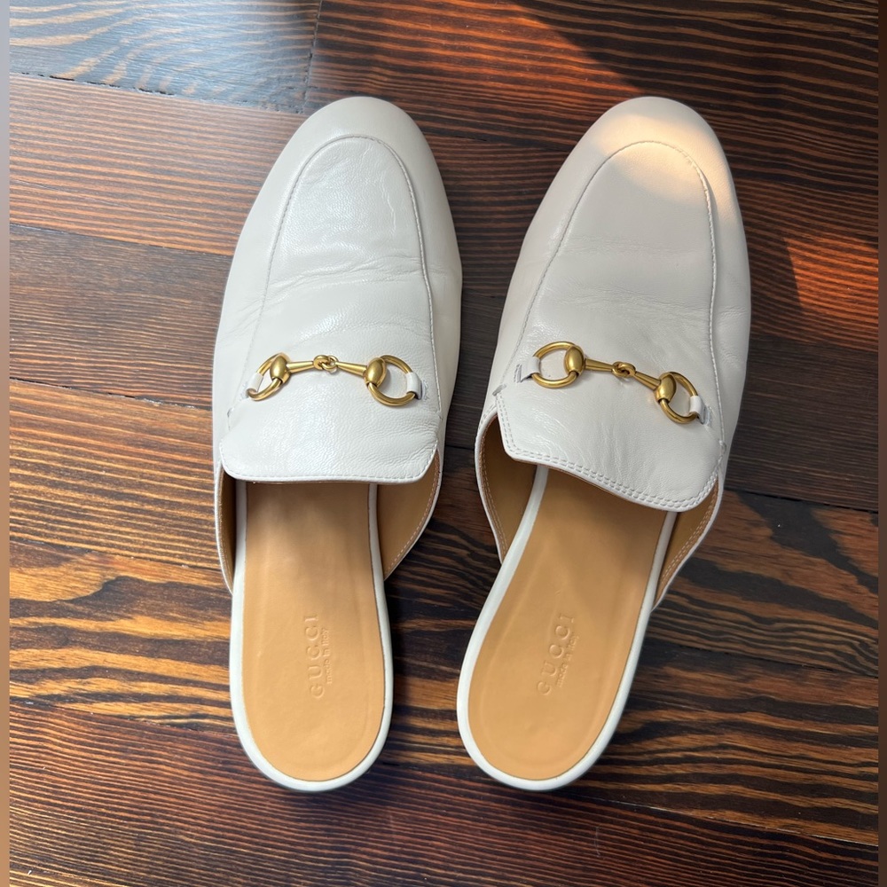 Gucci Princetown Leather Slipper 39 White Leather